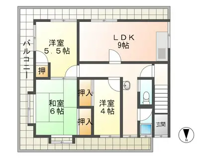 結城ビル(3LDK/3階)の間取り写真