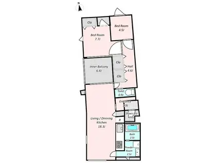SUNSPOT(2LDK/2階)の間取り写真