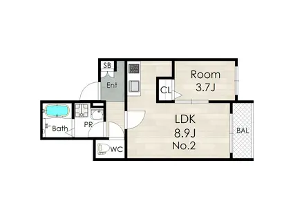 AVANTIO SHIROKITAKOUEN(1LDK/1階)の間取り写真