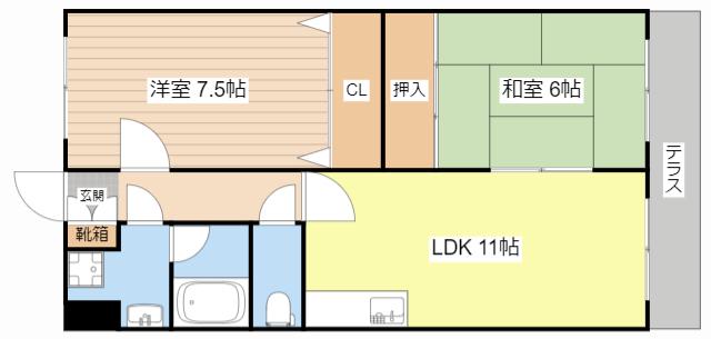 エスペラント(2LDK/1階)の間取り写真