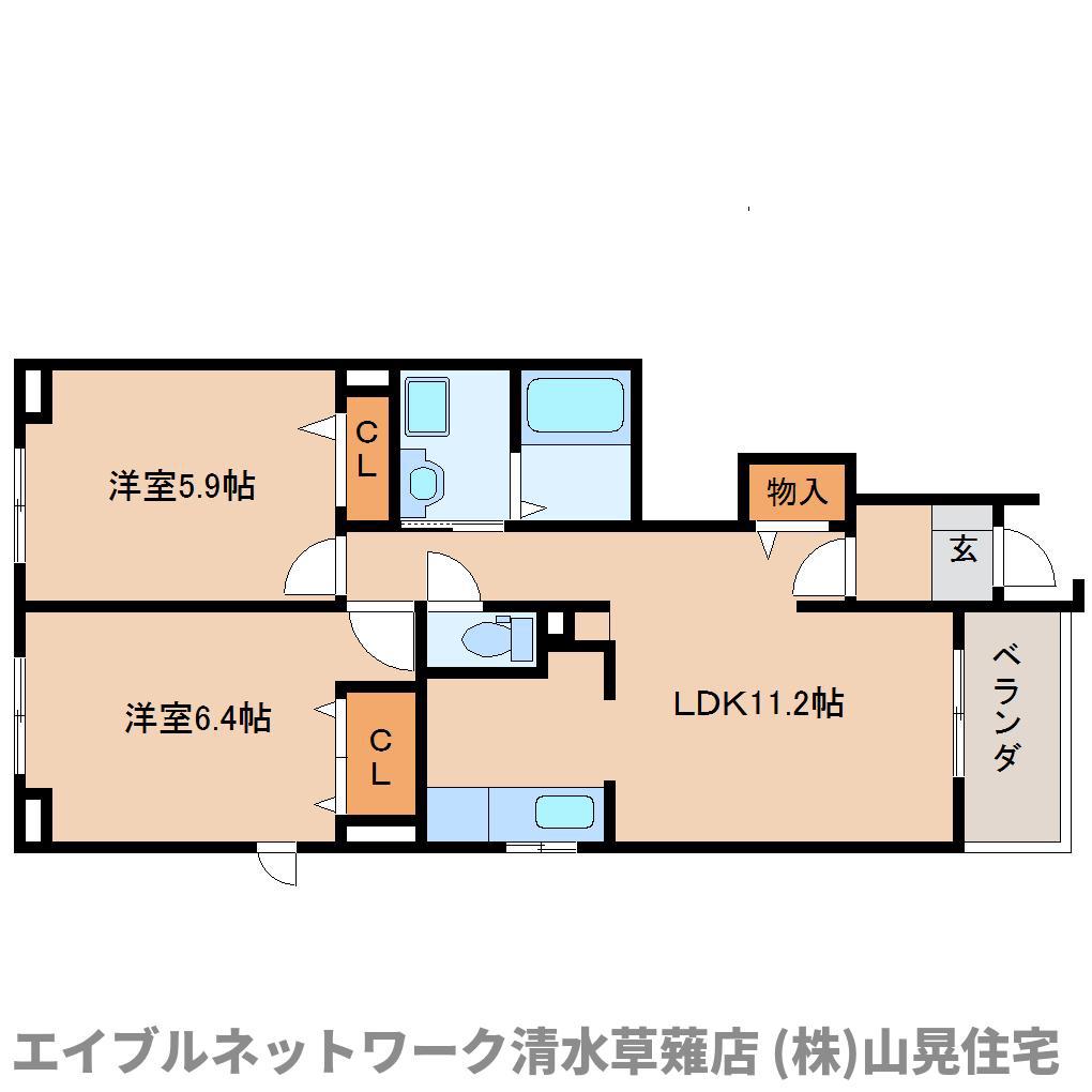 ラフレシール(2LDK/1階)の間取り写真