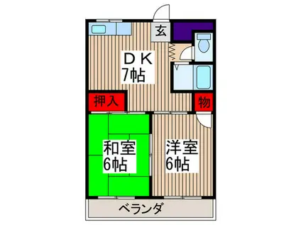 道満パークハイツ(2DK/2階)の間取り写真