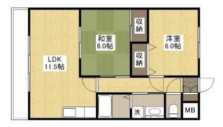 鷹取プレイス(2LDK/4階)の間取り写真