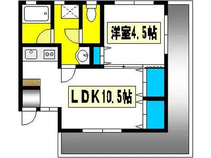 朝日ビル(1LDK/2階)の間取り写真
