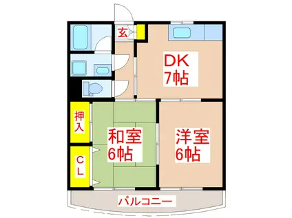 パームガーデン惟神(2DK/3階)の間取り写真