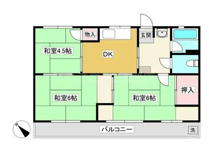 コーポ竹の花(3DK/2階)の間取り写真