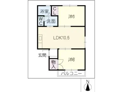 ツイン栄(2LDK/1階)の間取り写真