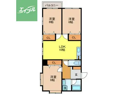 シャル夢館 高尾(3LDK/3階)の間取り写真