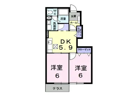 ラフィネシャトレ-III番館(2DK/1階)の間取り写真