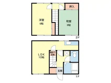 レジデンスかなや(2LDK/1階)の間取り写真