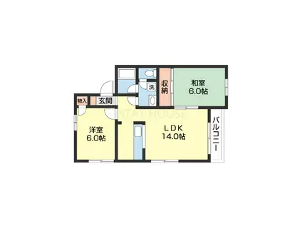 グリーンリーフ(2LDK/3階)の間取り写真