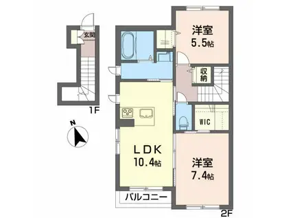 LA MAISON NOAラ・メゾン ノア(2LDK/2階)の間取り写真
