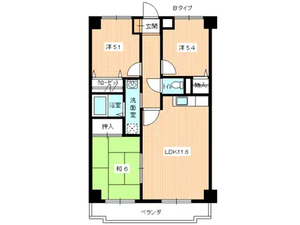 アプローズ熊野II(3LDK/3階)の間取り写真