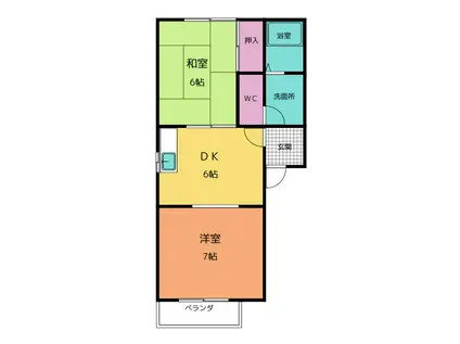 コーポYS 3 A棟(2DK/1階)の間取り写真