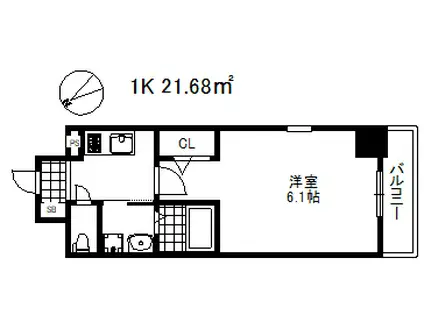 エスリード神戸兵庫駅マリーナスクエア(1K/9階)の間取り写真