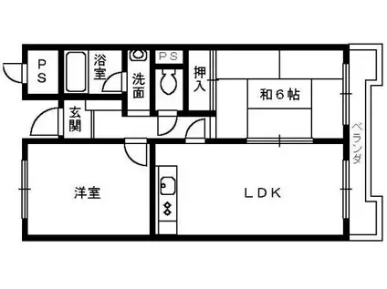 高師浜シーサイドマンションⅠ(2LDK/3階)の間取り写真