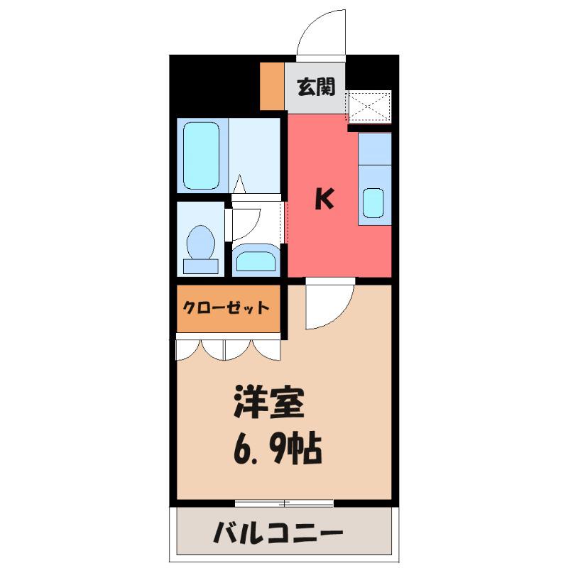 エクシードII(1K/2階)の間取り写真