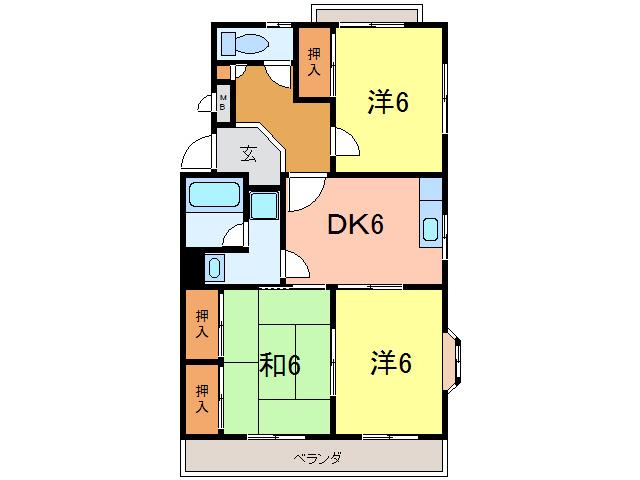 シベール二番館(3DK/4階)の間取り写真