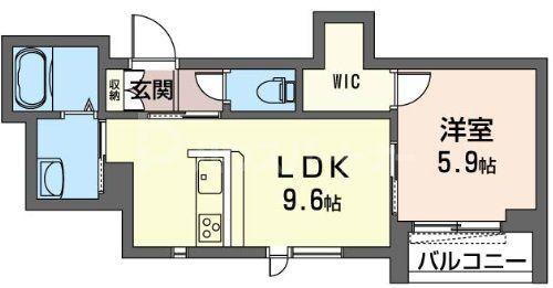 JR外房線 本千葉駅 徒歩2分 3階建 築8年(1LDK/2階)の間取り写真