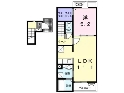 イリーデ フィオーレ(1LDK/2階)の間取り写真