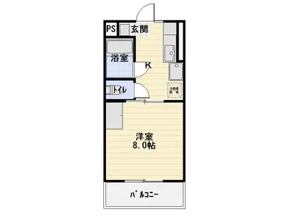 レジデンス・ヤマサI(1DK/2階)の間取り写真