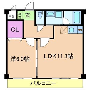 ノースランジェ長原(1LDK/2階)の間取り写真