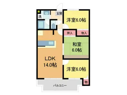 コスモ御殿山(3LDK/2階)の間取り写真