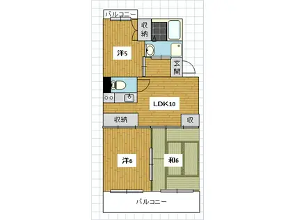 新堀ハイツ(3LDK/1階)の間取り写真