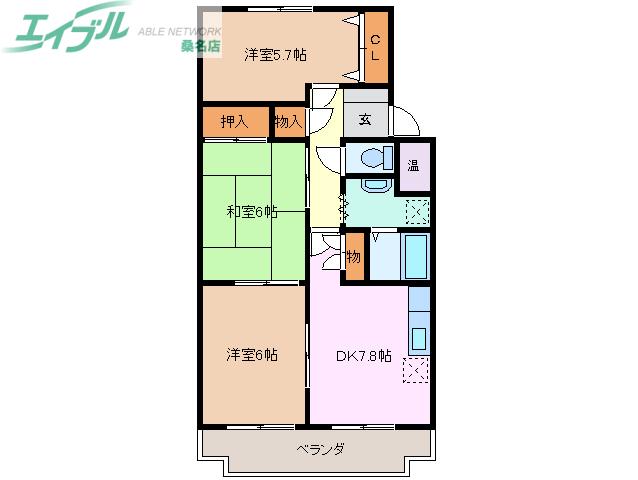 ファミール97(2LDK/1階)の間取り写真