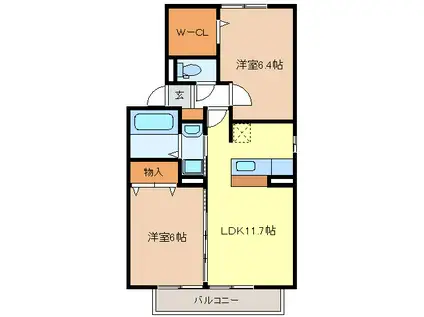 グレイス アベニュー 上浜町(2LDK/1階)の間取り写真