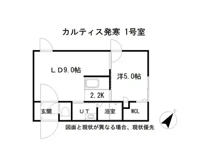 カルティス発寒 手稲(1LDK/4階)の間取り写真