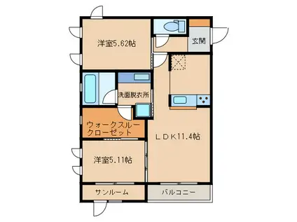 FERIO笠之原(2LDK/2階)の間取り写真