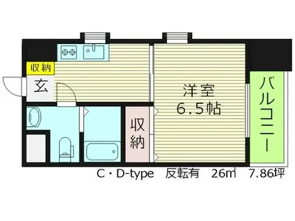 RIYAL OAK ロイヤルオーク(1K/8階)の間取り写真