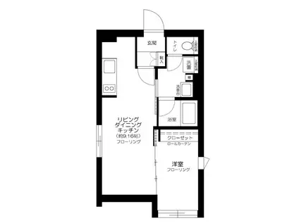 ルイーゴ神楽坂(1LDK/2階)の間取り写真