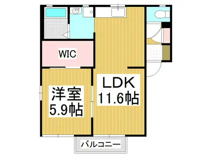 エスポワール古城B(1LDK/1階)の間取り写真