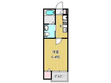 ノースグリーン大久保(1K/2階)の間取り写真