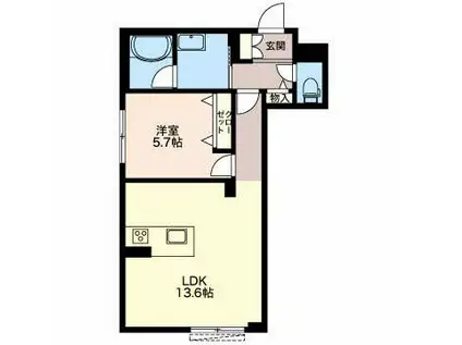 アプリーレ(1LDK/1階)の間取り写真