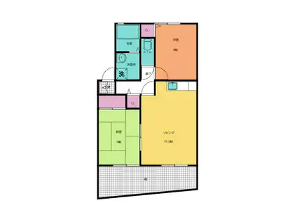 マガタコーポ東宮I(2LDK/1階)の間取り写真