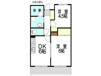 エルム大倉山第9(2DK/2階)の間取り写真