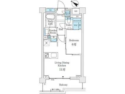 パークホームズ駒沢2丁目(1LDK/1階)の間取り写真