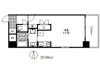 エスライズ新神戸(ワンルーム/7階)の間取り写真