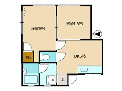 ルーエ国領(2DK/2階)の間取り写真