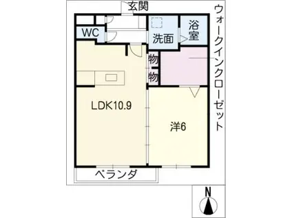 フォーシーズン岩倉(1LDK/1階)の間取り写真
