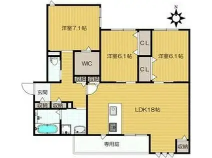 メゾン スプランドゥール(3LDK/1階)の間取り写真