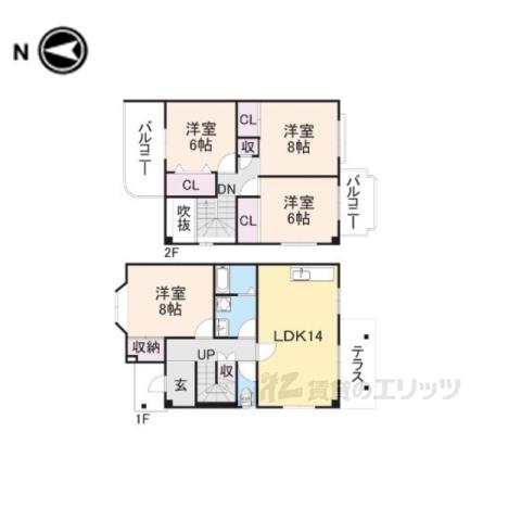 ハイツボナールD(4LDK/1階)の間取り写真