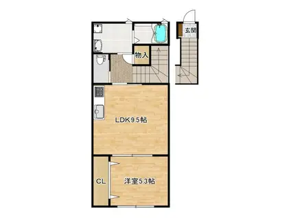 トロワジエム(1LDK/2階)の間取り写真