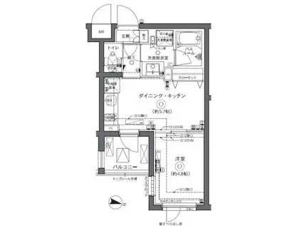 ズーム中野坂上(1DK/2階)の間取り写真