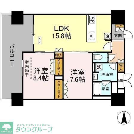 THE REJUVEPORT KISARAZU(2LDK/7階)の間取り写真