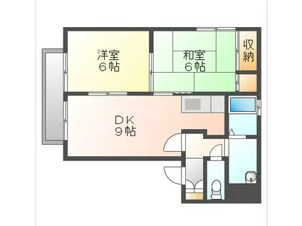 セゾンアムール(2DK/2階)の間取り写真