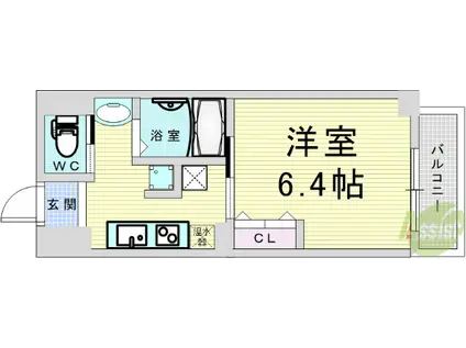 みおつくし西梅田IV(1K/5階)の間取り写真